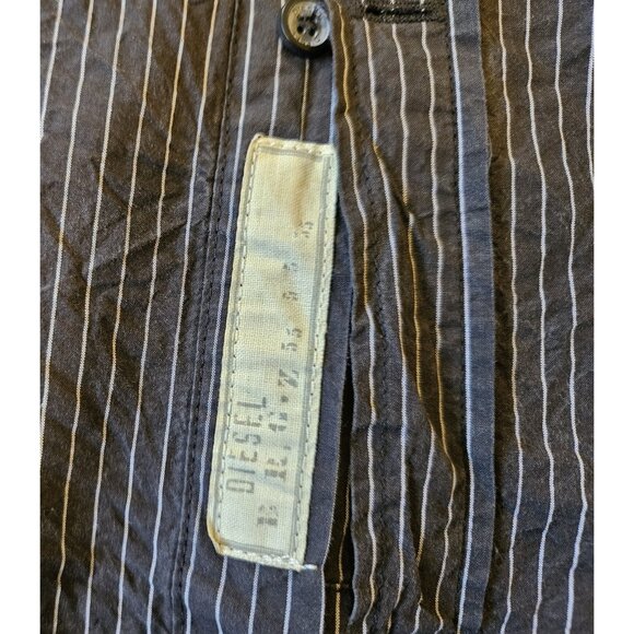 Diesel Dress Shirt - 100% Cotton- Gray With White Stripe - Size Medium - Picture 6 of 15